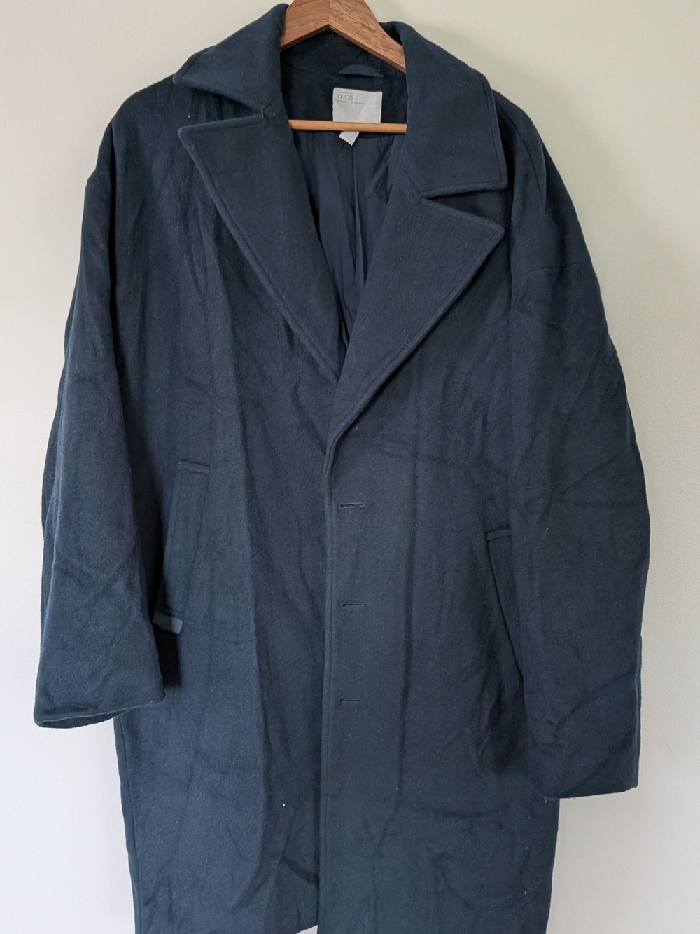 ASOS Men's Dark Navy Wool Pea Coat Size Small